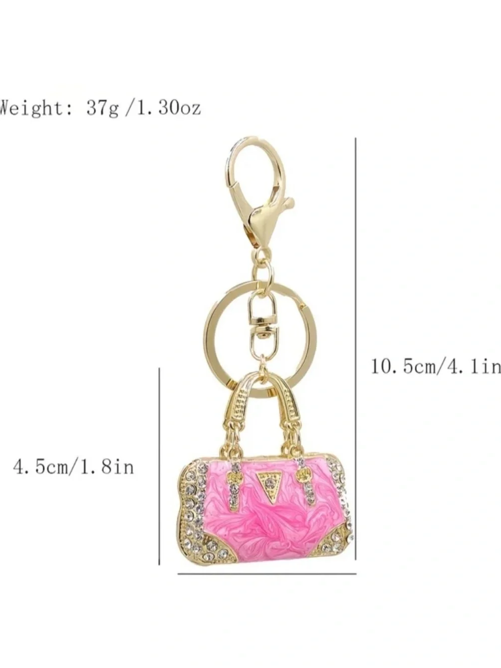 Crystal-Embellished White Pearl Mini Purse Keychain